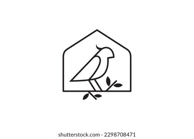 bird and house simple line style logo