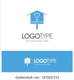 Bird, Bird House, House, Spring Blue Solid Logo with place for tagline