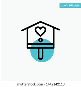Bird, Bird House, House, Spring turquoise highlight circle point Vector icon