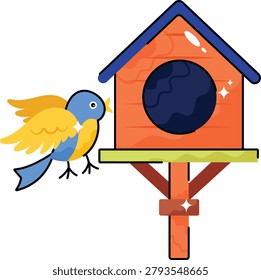 Bird House Sticker – Cute Spring Bird and Nest House Illustration

A colorful bird house sticker with a cute bird and spring theme. Great for nature projects, children's designs, seasonal decorations, planners, and educational materials.