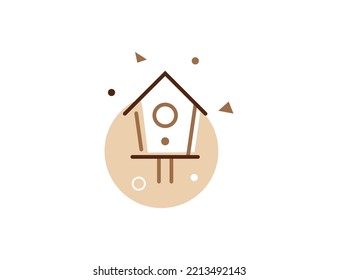 Bird House Stroke Line Icon, Bird House vector illustration