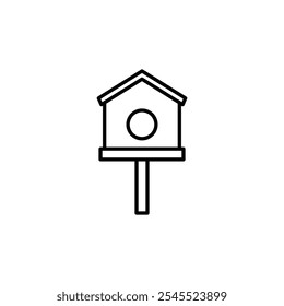 Bird house thin line vector icon.