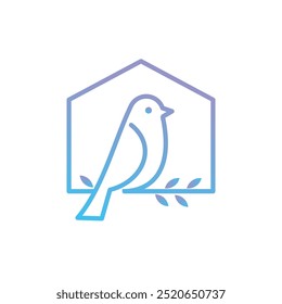 Casa de pájaro con diseño de logotipo de árbol simple minimalista moderno