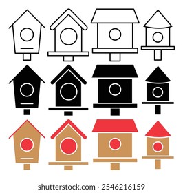 Bird house vector icon collection. vector illustration set.