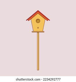 Bird House Vector Icon Illustration. Nest Vector. Flat Cartoon Style Suitable for Web Landing Page, Banner, Flyer, Sticker, Wallpaper, Background