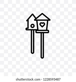 Bird house vector linear icon isolated on transparent background, Bird house transparency concept can be used for web and mobile