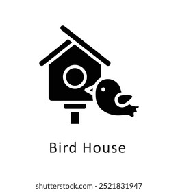 Bird House vector Solid icon style illustration. Symbol on White background EPS 10 File