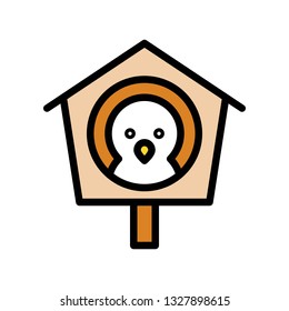 Bird house vector, Spring season filled style icon editable stroke