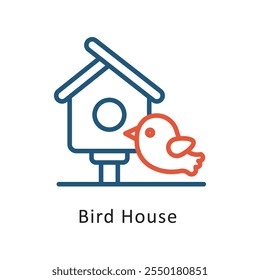 Bird House Vector Two Color Outline Icon. Eps 10 file