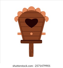 Bird House and Wooden Nesting Box Vector Illustration