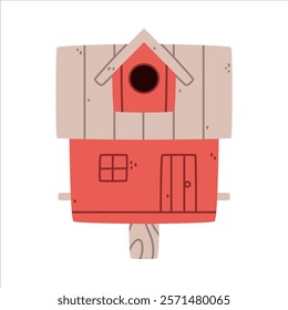 Bird House and Wooden Nesting Box Vector Illustration