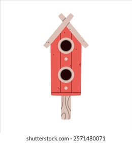 Bird House and Wooden Nesting Box Vector Illustration