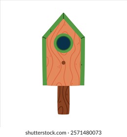 Bird House and Wooden Nesting Box Vector Illustration