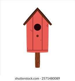 Bird House and Wooden Nesting Box Vector Illustration