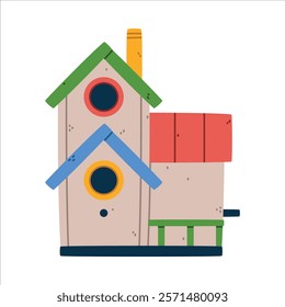 Bird House and Wooden Nesting Box Vector Illustration