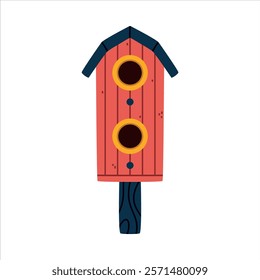 Bird House and Wooden Nesting Box Vector Illustration