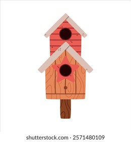 Bird House and Wooden Nesting Box Vector Illustration