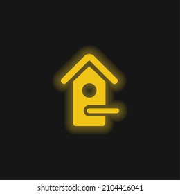 Bird House yellow glowing neon icon