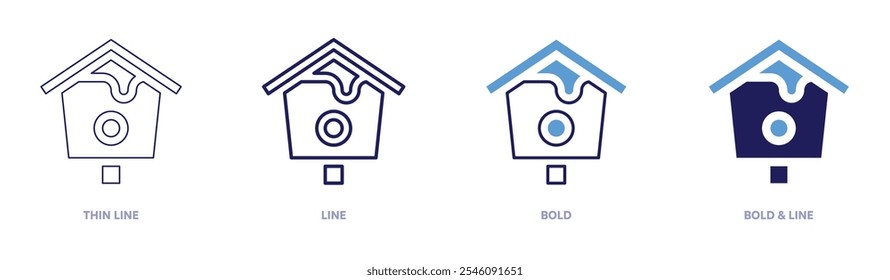 Bird houses icon in 4 different styles. Thin Line, Line, Bold, and Bold Line. Duotone style. Editable stroke.