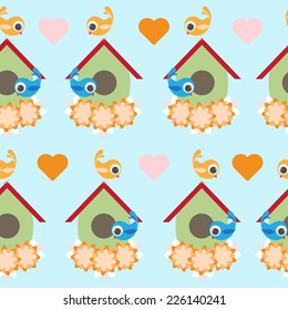 bird houses seamless pattern. vector