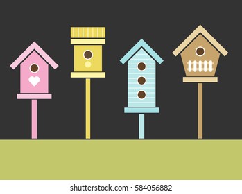 Conjunto de casas de pájaros.