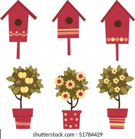 bird houses and trees