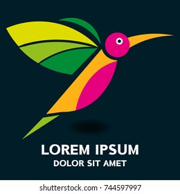 Bird hummingbird logo . Vector illustration isolated on background .
