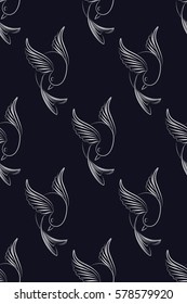 Bird hummingbird pattern textile art background seamless