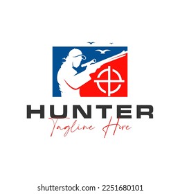 bird hunter vector illustration logo design