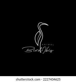 bird ibis water line minimalist modern logo design vector
