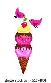 bird and ice cream