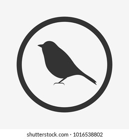 Bird icon, black isolated on grey background, vector illustration.