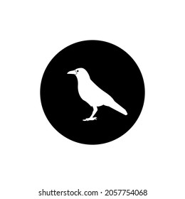 Bird icon circle background black color editable.crow icon.