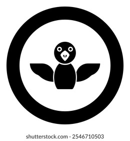 Bird icon in circle round black color vector illustration image solid outline style