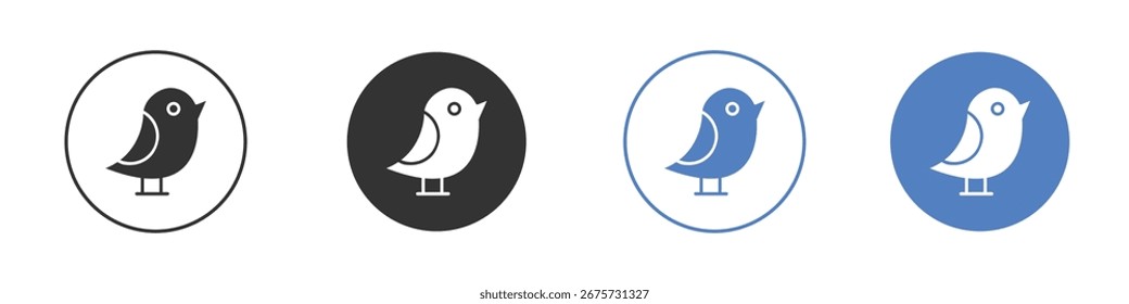 Bird icon collection for app in black and blue colors