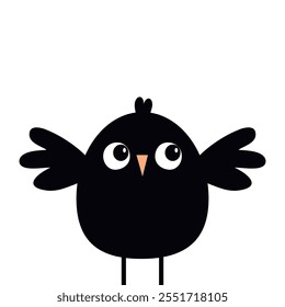 Bird icon. Cute black color birds collection. Pink beak. Kawaii cartoon funny baby character. Sticker decoration print. Happy Halloween. Childish style. Flat design. White background. Isolated. Vector