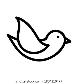 Bird Icon. Editable Bold Outline Design. Vector Illustration.