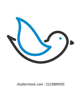 Vogelsymbol. Bearbeitbare, fette Rahmenlinie mit Farbfülldesign. Vektorgrafik.