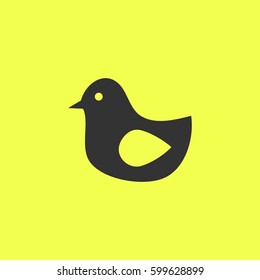 Bird icon flat. Black pictogram on white background. Vector illustration symbol and bonus button
