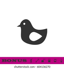 Bird icon flat. Black pictogram on white background. Vector illustration symbol and bonus button