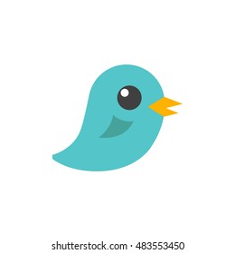 Bird icon in flat color style. Social media networking promotion chirps