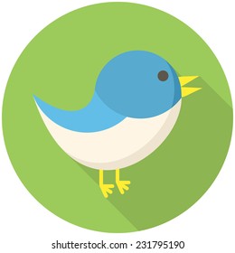 Bird icon (flat design with long shadows)