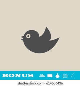 Bird icon flat. Grey pictogram on light background. Vector illustration symbol and bonus button real estate, ottoman, vase, tv, fishing rod