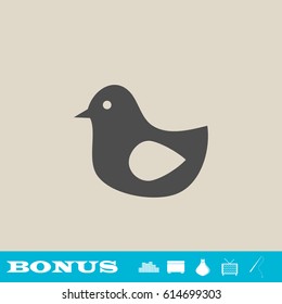 Bird icon flat. Grey pictogram on light background. Vector illustration symbol and bonus button real estate, ottoman, vase, tv, fishing rod