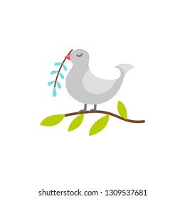 Bird icon flat illustration. Spring symbol. Vector isolated outline drawing isolated on white background.