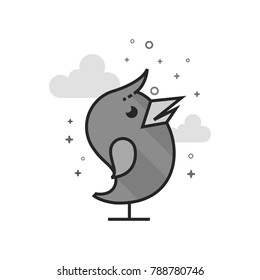 Bird icon in flat outlined grayscale style. Vector illustration.