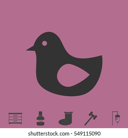 Bird icon flat. Simple vector grey pictogram and bonus symbol
