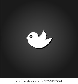 Bird icon flat. Simple White pictogram on black background with shadow. Vector illustration symbol