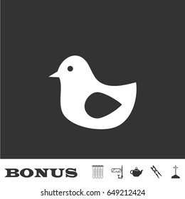 Bird icon flat. White pictogram on black background. Vector illustration symbol and bonus icons