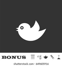 Bird icon flat. White pictogram on black background. Vector illustration symbol and bonus icons